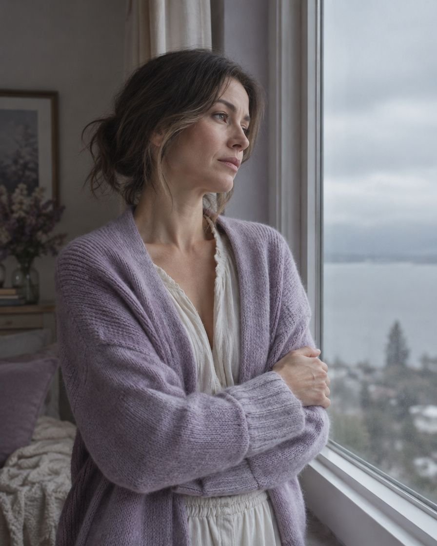 Mujer mirando por la ventana