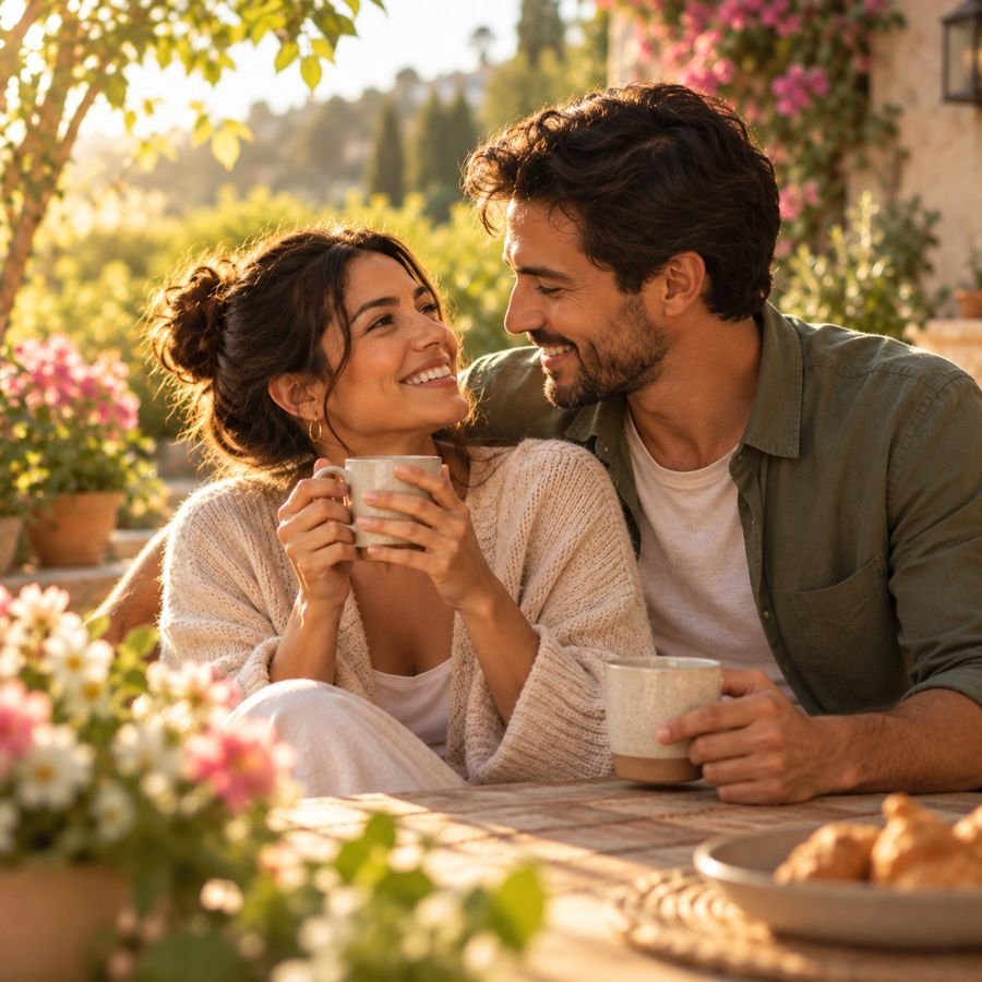 Pareja compartiendo un momento feliz